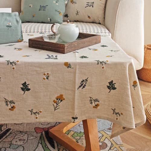 HFYRBDKSPI Leinen bestickte Leinwand, Bauernhof Boho Vintage Daisy Design quadratische Tischdecke mit Quasten für Küche Essbereich,Beige 1,35.4*.35.4in HFYRBDKSPI Leinen bestickte Leinwand, Bauernhof Boho Vintage Daisy Design quadratische Tischdecke mit Quasten für Küche Essbereich,Beige 1,35.4*.35.4in von HFYRBDKSPI