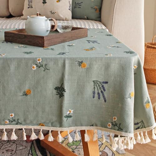 HFYRBDKSPI Leinen bestickte Leinwand, Bauernhof Boho Vintage Daisy Design quadratische Tischdecke mit Quasten für Küche Essbereich,Grün 2,35.4*.35.4in HFYRBDKSPI Leinen bestickte Leinwand, Bauernhof Boho Vintage Daisy Design quadratische Tischdecke mit Quasten für Küche Essbereich,Grün 2,35.4*.35.4in von HFYRBDKSPI