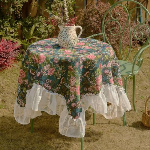 HFYRBDKSPI Quadratische Tischdecke, Bauernhof rustikale Boho Jacquard Spitze Rechteck Leinwand dekorativ für Küche Esszimmer,3,55 * 71in von HFYRBDKSPI