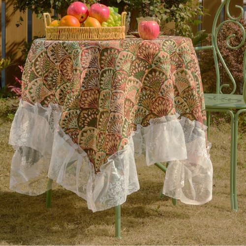 HFYRBDKSPI Quadratische Tischdecke, Bauernhof rustikale Boho Jacquard Spitze Rechteck Leinwand dekorativ für Küche Esszimmer,4,55 * 63in von HFYRBDKSPI