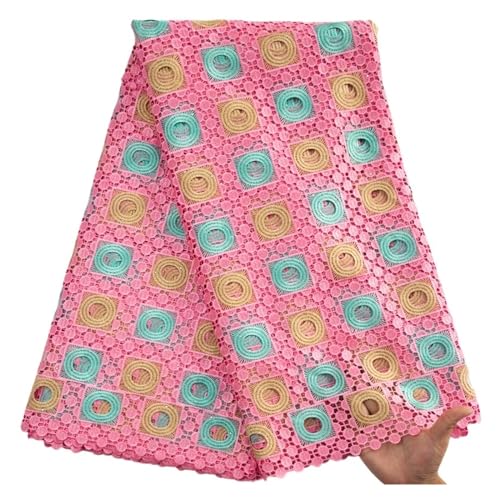 HFYZYG Afrikanischer Kordel-Spitzenstoff Mit Strasssteinen, Nigerianische Kordel-Spitze for Nähen Von Hochzeits-Party-Kleiden, 5 Yard Weich und zart(5 Guipure Cord Lace) von HFYZYG