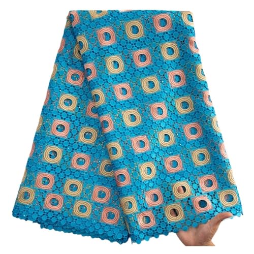 HFYZYG Afrikanischer Kordel-Spitzenstoff Mit Strasssteinen, Nigerianische Kordel-Spitze for Nähen Von Hochzeits-Party-Kleiden, 5 Yard Weich und zart(6 Guipure Cord Lace) von HFYZYG