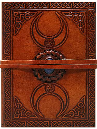 18 cm Notizblock Notizen Handgemacht Tagebuch Kleine Reisen Notizbuch Skizzenbuch Geschenk Album met Dreifacher Mond mit blauem Stein Lederbezug Antik Schnurverschluss 18 cm Notizblock Notizen Handgemacht Tagebuch Kleine Reisen Notizbuch Skizzenbuch Geschenk Album met Dreifacher Mond mit blauem Stein Lederbezug Antik Schnurverschluss von HG-LTHR