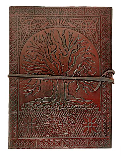 18 cm Notizblock Notizen Notizbuch Seiten Handgemacht Album Tagebuch Leder mit Lederbezug Geschenke Antik Keltische Baum des Lebens von HG-LTHR