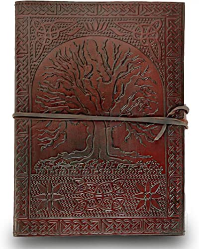 A5 Notizblock Notizen Notizbuch Seiten Handgemacht Album Tagebuch Leder mit Lederbezug Geschenke Antik Keltische Baum des Lebens von HG-LTHR