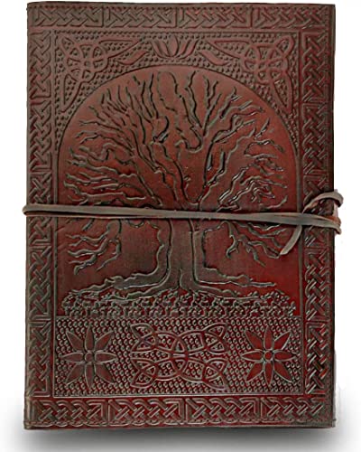 A5 Notizblock Notizen Notizbuch Seiten Handgemacht Album Tagebuch Leder mit Lederbezug Geschenke Antik Keltische Baum des Lebens von HG-LTHR