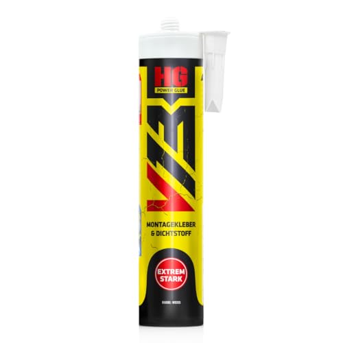 HG POWER GLUE V13 Ultra Hochleistungs-Montagekleber und Dichtstoff extra stark, Kraftkleber für außen und innen, Kleber mit super starker Anfangshaftung, enorme Endfestigkeit, Kartusche 440g weiß HG POWER GLUE V13 Ultra Hochleistungs-Montagekleber und Dichtstoff extra stark, Kraftkleber für außen und innen, Kleber mit super starker Anfangshaftung, enorme Endfestigkeit, Kartusche 440g weiß von HG POWER GLUE
