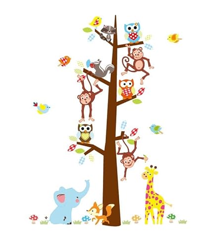 HGDESIGN® Wandaufkleber Wandtattoo Affe Baum Zoo Giraffe Tiere Wandsticker Kinderzimmer Babyzimmer Kind Baby Junge Mädchen Wanddeko von HGDESIGN