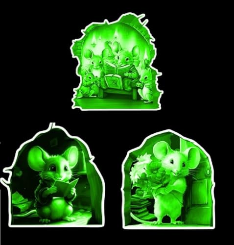 HGDESIGN® Wandtattoo Leuchtend Wandaufkleber Leuchtsticker Maus Liest Buch Maus Loch Kinderzimmer Babyzimmer Kind Baby Junge Mädchen Wandsticker Wandbild Wanddeko (A) von HGDESIGN