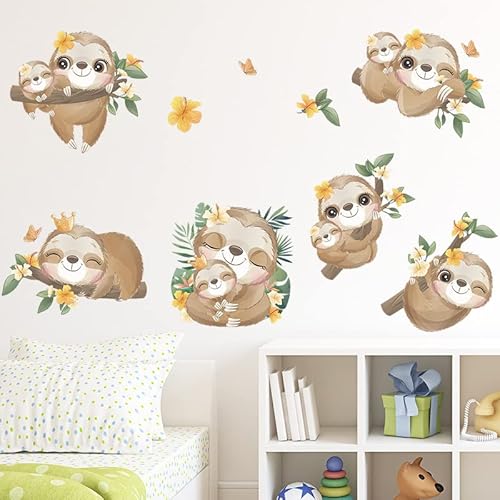 HGDESIGN® Wandtattoo Wandaufkleber Faultier Lippenbär Baby Kinderzimmer Babyzimmer Kind Baby Junge Mädchen Wandsticker Wanddeko Selbstklebend von HGDESIGN