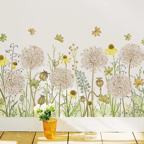 HGDESIGN® Wandtattoo Wandaufkleber Löwenzahn Pusteblumen Leiste Sticker Wohnzimmer Schlafzimmer Kinderzimmer Babyzimmer Kind Baby Junge Mädchen Wandsticker Wanddeko Selbstklebend von HGDESIGN