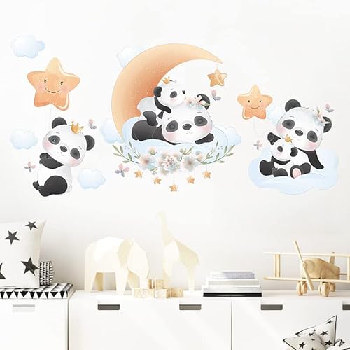 HGDESIGN® Wandtattoo Wandaufkleber Panda auf Wolke Kinderzimmer Babyzimmer Kinder Baby Jungen Mädchen Spielraum von HGDESIGN