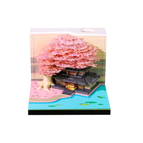 3D Kalender 2026,3D-Notizblock mit LED-Licht, DIY-Desktop-Dekoration,Stifthalter Baumhaus, abnehmbarer Kalender 2026, von HGDGD