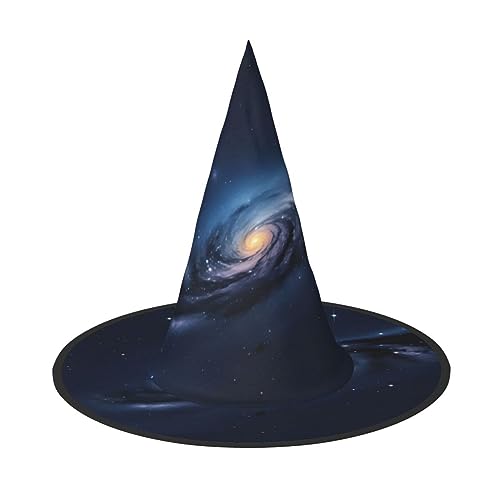 2 Stück Universum Milchstraße Galaxie Halloween Hexenhut für Frauen breite Krempe Faltbare Spitze Kappe für Halloween Party von HGFVY
