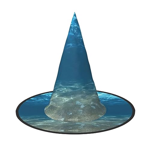 2 x blaue Ozean-Meereser, gewellte Meereslandschaft, Halloween-Hexenhut für Damen, breite Krempe, faltbar, spitz, Kappe für Halloween-Party 2 x blaue Ozean-Meereser, gewellte Meereslandschaft, Halloween-Hexenhut für Damen, breite Krempe, faltbar, spitz, Kappe für Halloween-Party von HGFVY