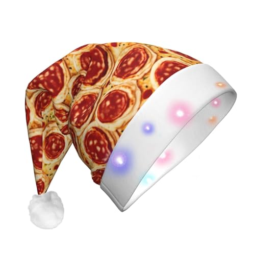 3D Pizza Pepperoni LED-Weihnachtsmütze, beleuchtete Weihnachtsmütze, Uni, Urlaubsmütze für Party, Urlaub, Partyzubehör von HGFVY