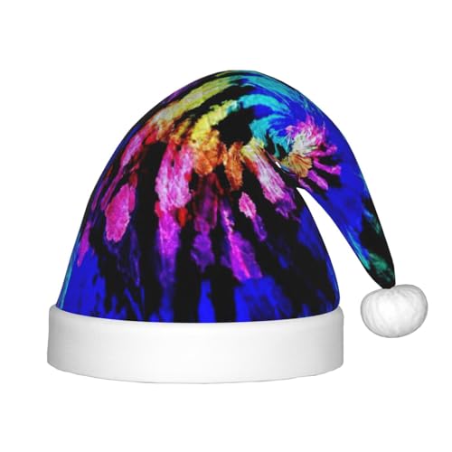 Batikfärbung, Plüsch-Weihnachtsmannmütze, bequeme Weihnachtsmütze für Weihnachten, Partygeschenke, passend für Jugendliche, 1 Packung von HGFVY