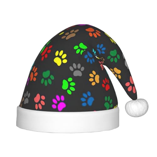 Bunte Weihnachtsmütze mit Hundepfotenabdruck, schwarz, 1 Stück, Plüsch-Weihnachtsmannmütze, bequeme Weihnachtsmütze für Weihnachtsgeschenke, passend für Jugendliche Bunte Weihnachtsmütze mit Hundepfotenabdruck, schwarz, 1 Stück, Plüsch-Weihnachtsmannmütze, bequeme Weihnachtsmütze für Weihnachtsgeschenke, passend für Jugendliche von HGFVY