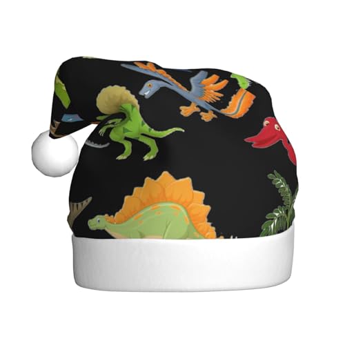 Cartoon-Dinosaurier-Bilder, 1 Stück, Plüsch-Weihnachtsmannmütze, bequeme Weihnachtsmütze für Weihnachten, Partygeschenke, passend für Erwachsene Cartoon-Dinosaurier-Bilder, 1 Stück, Plüsch-Weihnachtsmannmütze, bequeme Weihnachtsmütze für Weihnachten, Partygeschenke, passend für Erwachsene von HGFVY