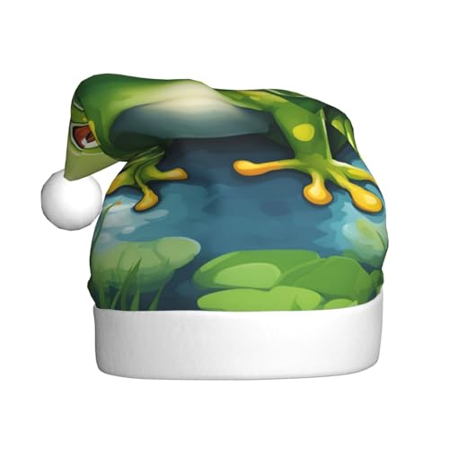 Cartoon-Frosch, Plüsch-Weihnachtsmannmütze, bequeme Weihnachtsmütze für Weihnachten, Party, Gastgeschenke, passend für Erwachsene Cartoon-Frosch, Plüsch-Weihnachtsmannmütze, bequeme Weihnachtsmütze für Weihnachten, Party, Gastgeschenke, passend für Erwachsene von HGFVY