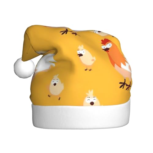 Chicken Chick Plüsch-Weihnachtsmannmütze, bequeme Weihnachtsmütze für Weihnachten, Partygeschenke, passend für Erwachsene von HGFVY