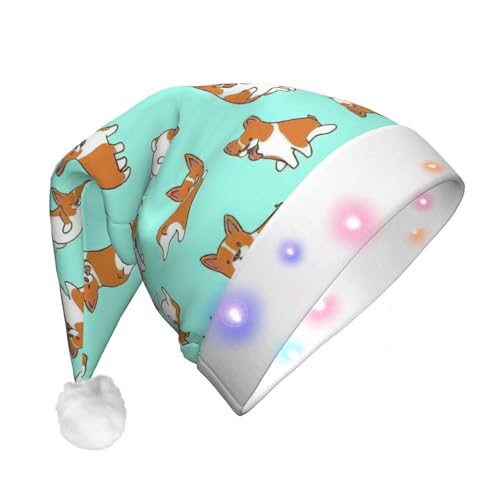 Corgi Weihnachtsmütze mit niedlichem Hund, beleuchtete Weihnachtsmütze, Uni, für Party, Urlaub, Partyzubehör von HGFVY