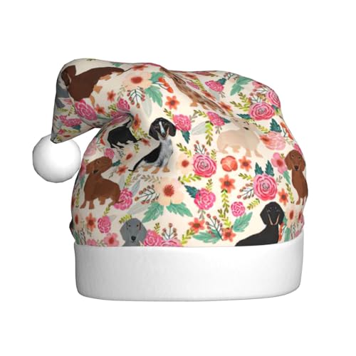 Dackel, Plüsch-Weihnachtsmannmütze, bequeme Weihnachtsmütze für Weihnachten, Partygeschenke, passend für Erwachsene, 1 Packung von HGFVY