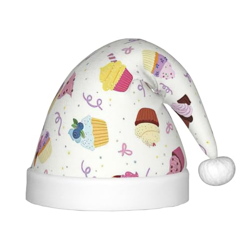 Delicious Cupcakes Plüsch-Weihnachtsmannmütze, bequeme Weihnachtsmütze für Weihnachten, Partygeschenke, passend für Jugendliche, 1 Packung von HGFVY