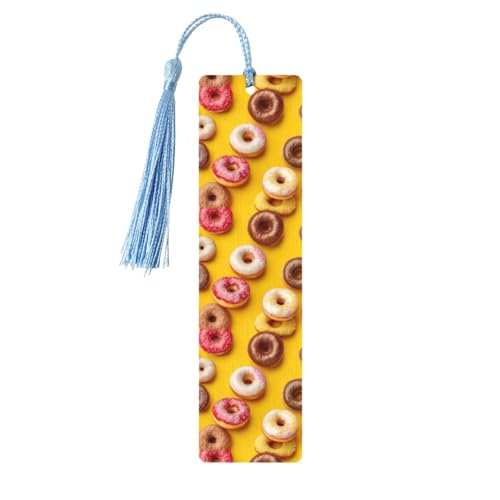 Donut-Druck, Holz-Lesezeichen, niedliche Lesezeichen, Etikett, Ornament für Dekoration, Handwerk, Dekorationen zum Lesen, 5 Stück von HGFVY