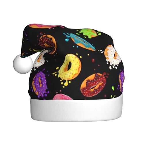 Donut Plüsch-Weihnachtsmannmütze, bequeme Weihnachtsmütze für Weihnachten, Party, Gastgeschenke, passend für Erwachsene, 1 Stück von HGFVY