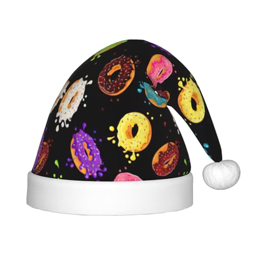 Donut Plüsch-Weihnachtsmannmütze, bequeme Weihnachtsmütze für Weihnachten, Party, Gastgeschenke, passend für Jugendliche, 1 Packung Donut Plüsch-Weihnachtsmannmütze, bequeme Weihnachtsmütze für Weihnachten, Party, Gastgeschenke, passend für Jugendliche, 1 Packung von HGFVY