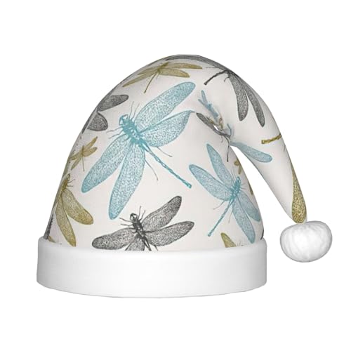 Einfache Libelle, Plüsch-Weihnachtsmannmütze, bequeme Weihnachtsmütze für Weihnachten, Partygeschenke, passend für Jugendliche von HGFVY