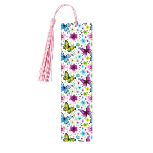 Frühlings-Lesezeichen mit buntem Schmetterlings-Druck, 5 Stück, niedliche Lesezeichen, Etiketten-Ornament für Dekoration, Handwerk, Dekorationen zum Lesen von HGFVY
