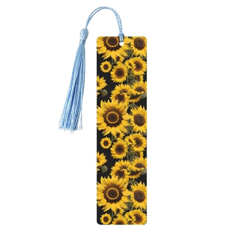 Goldene Sonnenblumen-Druck, Holz-Lesezeichen, niedliche Lesezeichen, Etikett, Ornament für Dekoration, Handwerk, Dekorationen zum Lesen, 5 Stück von HGFVY