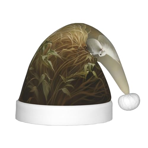 Grass and Dove Plüsch-Weihnachtsmannmütze, bequeme Weihnachtsmütze für Weihnachten, Partygeschenke, passend für Jugendliche von HGFVY