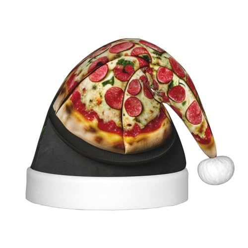 Große Pizza-Plüsch-Weihnachtsmannmütze, bequeme Weihnachtsmütze für Weihnachten, Partygeschenke, passend für Jugendliche von HGFVY