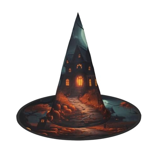 Gruselige Halloween-Hexenhut für Damen, breite Krempe, faltbar, spitz, für Halloween-Party, 2 Stück von HGFVY