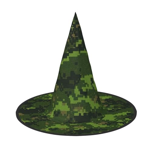 Halloween-Hexenhut für Damen, mit breiter Krempe, faltbar, spitz, Grün, Camouflage, 2 Stück Halloween-Hexenhut für Damen, mit breiter Krempe, faltbar, spitz, Grün, Camouflage, 2 Stück von HGFVY