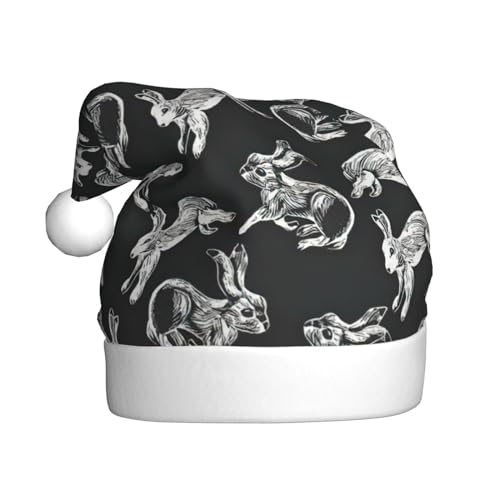 Hase, Plüsch-Weihnachtsmannmütze, bequeme Weihnachtsmütze für Weihnachten, Partygeschenke, passend für Erwachsene, 1 Stück von HGFVY
