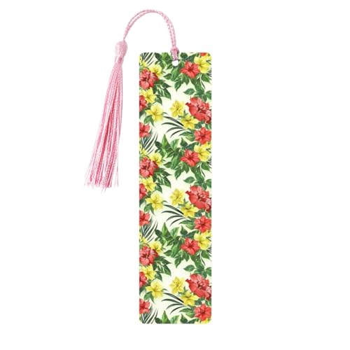 Hojas Tropicales Y Flores Printing Holz-Lesezeichen, niedliche Lesezeichen, Etikett, Ornament für Dekoration, Handwerk, Dekorationen zum Lesen, 5 Stück von HGFVY