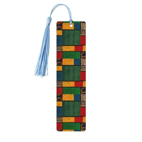 Holz-Lesezeichen im afrikanischen Stil, Patchwork-Druck, niedliche Lesezeichen, Etikett, Ornament für Dekoration, Handwerk, Dekorationen zum Lesen, 5 Stück von HGFVY