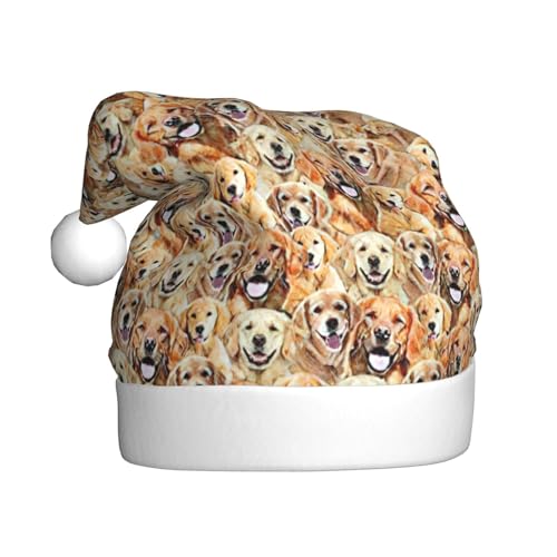 Labrador Retriever-Hunde, Plüsch-Weihnachtsmannmütze, bequeme Weihnachtsmütze für Weihnachten, Partygeschenke, passend für Erwachsene von HGFVY
