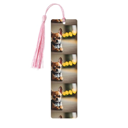 Lesezeichen aus Holz, Motiv: Chihuahua-Hund, 5 Stück, niedliche Lesezeichen, Etikett, Ornament für Dekoration, Handwerk, Dekorationen zum Lesen von HGFVY