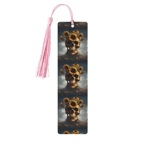 Lesezeichen aus Holz, Motiv: Sonnenblumen-Halloween-Totenkopf-Druck, niedliche Lesezeichen, Etikett, Ornament für Dekoration, Handwerk, Dekorationen zum Lesen, 5 Stück Lesezeichen aus Holz, Motiv: Sonnenblumen-Halloween-Totenkopf-Druck, niedliche Lesezeichen, Etikett, Ornament für Dekoration, Handwerk, Dekorationen zum Lesen, 5 Stück von HGFVY