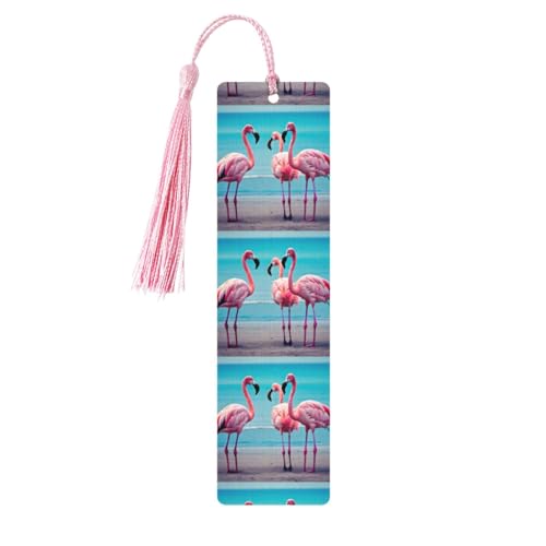 Lesezeichen mit Flamingo-Stranddruck, niedliche Lesezeichen, Etikett, Ornament für Dekoration, Handwerk, Dekorationen zum Lesen, 5 Stück von HGFVY