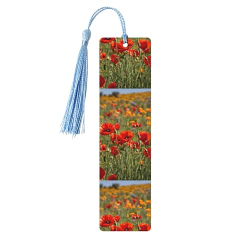 Lesezeichen mit Mohnblumen-Druck, 5 Stück, niedliche Lesezeichen, Etikett, Ornament für Dekoration, Handwerk, Dekorationen zum Lesen von HGFVY
