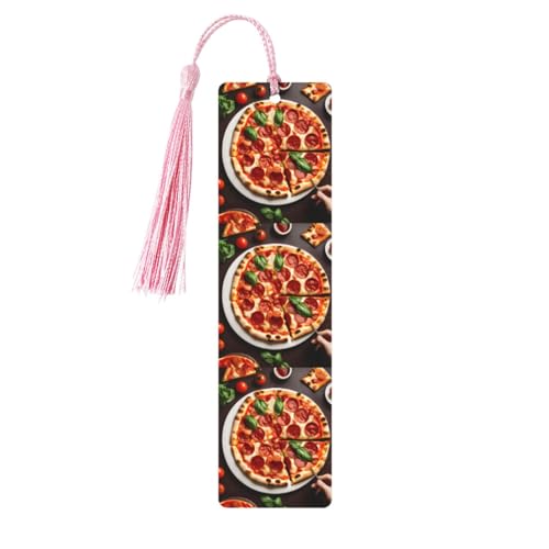 Lesezeichen mit Pizza-Lebensmitteldruck, niedliche Lesezeichen, Etikett, Ornament für Dekoration, Handwerk, Dekorationen zum Lesen, 5 Stück von HGFVY