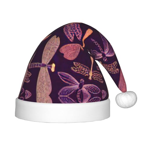 Lila Libelle, Plüsch-Weihnachtsmannmütze, bequeme Weihnachtsmütze für Weihnachten, Party, Gastgeschenke, passend für Jugendliche von HGFVY