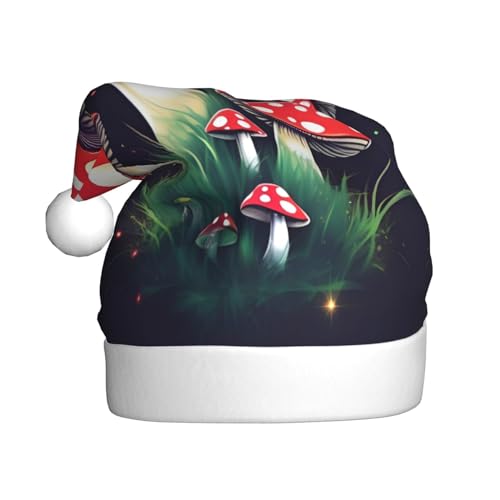 Magische Pilze, Plüsch-Weihnachtsmannmütze, bequeme Weihnachtsmütze für Weihnachten, Partygeschenke, passend für Erwachsene, 1 Stück von HGFVY
