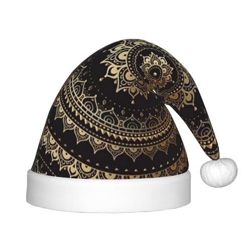Mandala-Plüsch-Weihnachtsmannmütze, bequeme Weihnachtsmütze für Weihnachten, Partygeschenke, passend für Jugendliche, 1 Stück von HGFVY